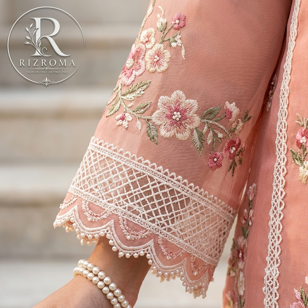 Luxury Eid Lawn Embroidered 3PC Suit with Organza Dupatta