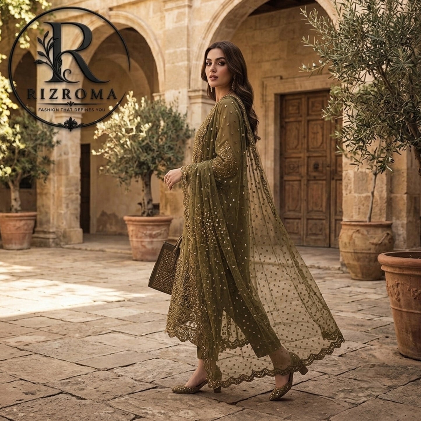Baroque Chiffon 3PC Embroidered Suit Party Wear Pakistan