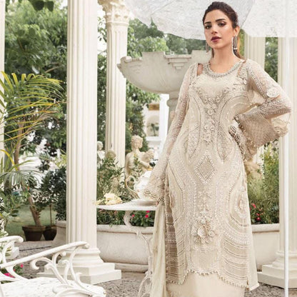 Luxury Chiffon Embroidered 3PC Unstitched Suit with Heavy Adda Work & Cutwork Dupatta – Premium Party Wear Pakistan