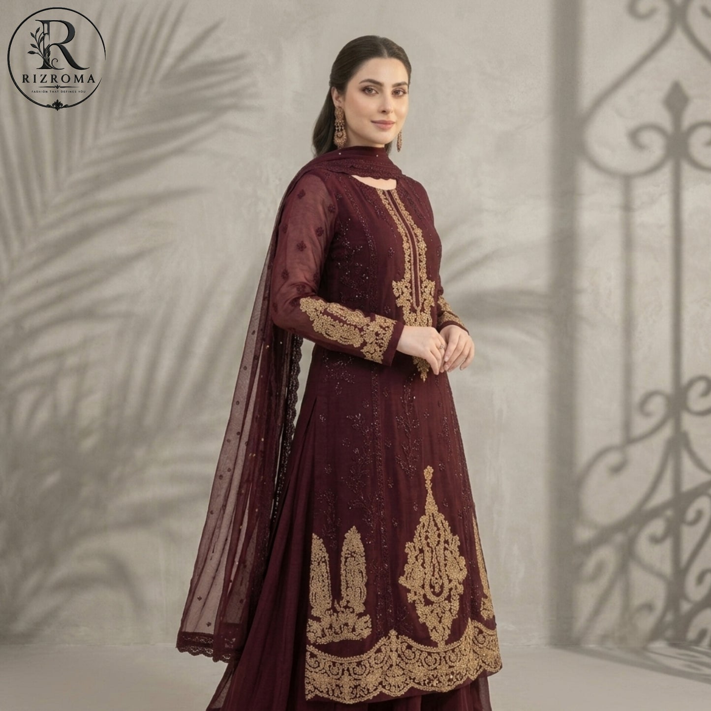 Luxury Chiffon Embroidered 3PC Unstitched Suit – Wedding &amp; Party Wear
