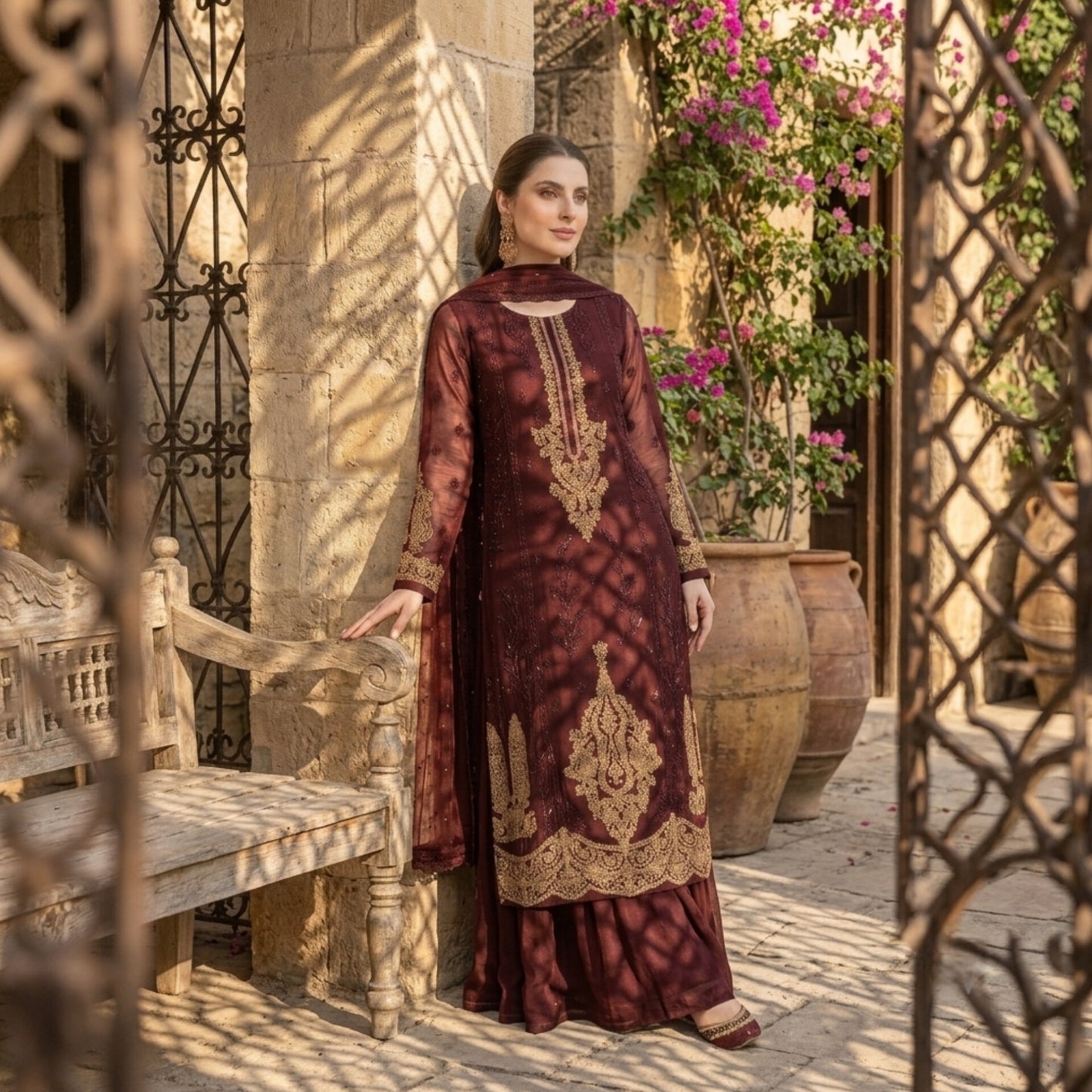 Luxury Chiffon Embroidered 3PC Unstitched Suit – Wedding &amp; Party Wear
