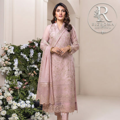 Luxury Chiffon Embroidered 3PC Unstitched Suit