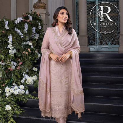 Luxury Chiffon Embroidered 3PC Unstitched Suit