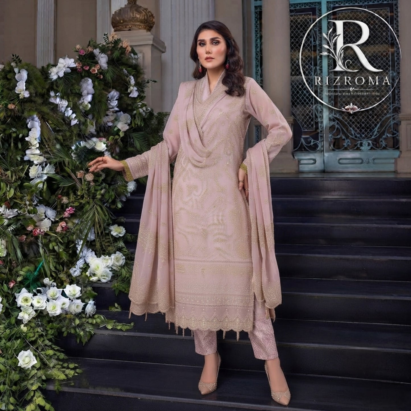 Luxury Chiffon Embroidered 3PC Unstitched Suit
