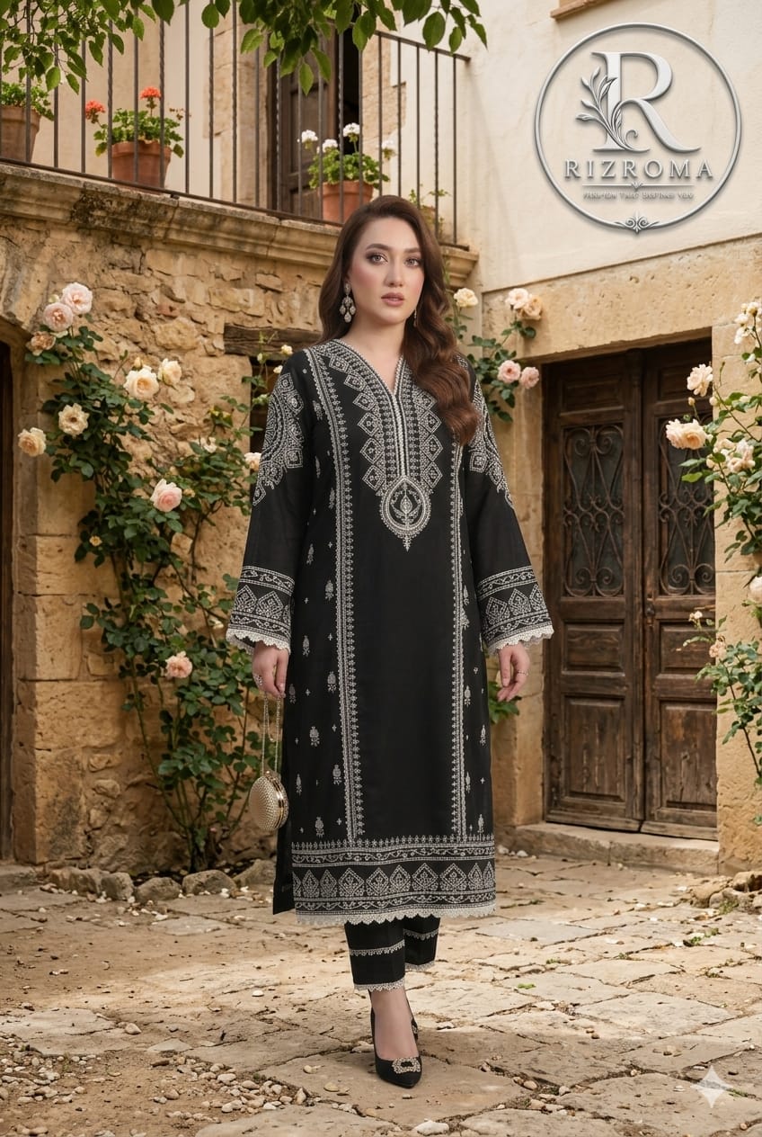 Elegant Black Printed Chiffon Unstitched 3 Piece Suit with Premium Printed Dupatta | Pakistani Designer Collection