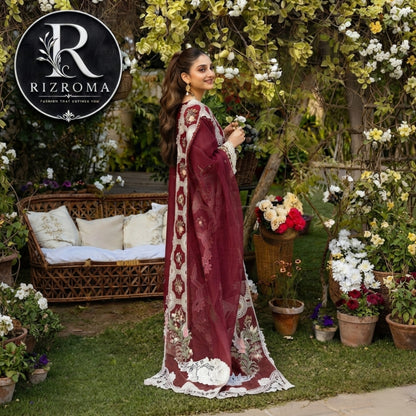 ELAF Chikankari Lawn 3PC Suit Heavy Embroidered with Khaddi Net Dupatta