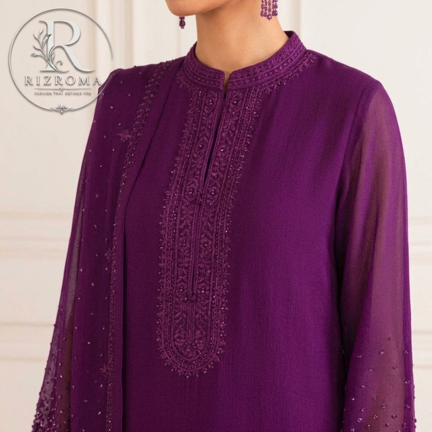 Pure Chiffon with Malai trouser 3PC Suit Party Wear Pakistan