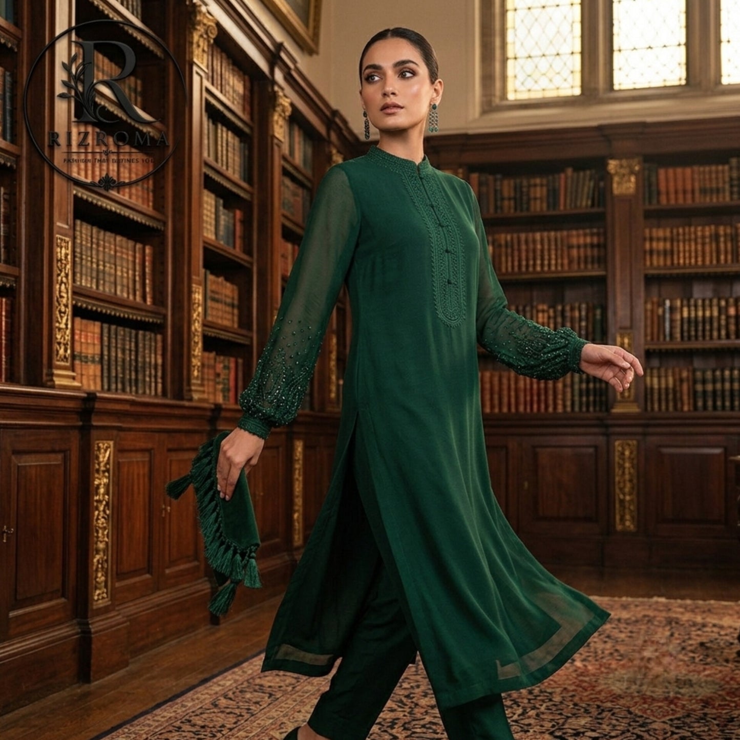 Pure Chiffon with Malai trouser 3PC Suit Party Wear Pakistan