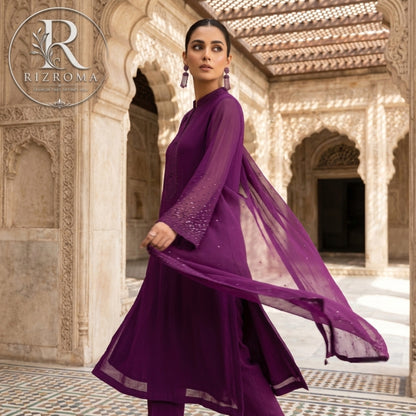 Pure Chiffon with Malai trouser 3PC Suit Party Wear Pakistan