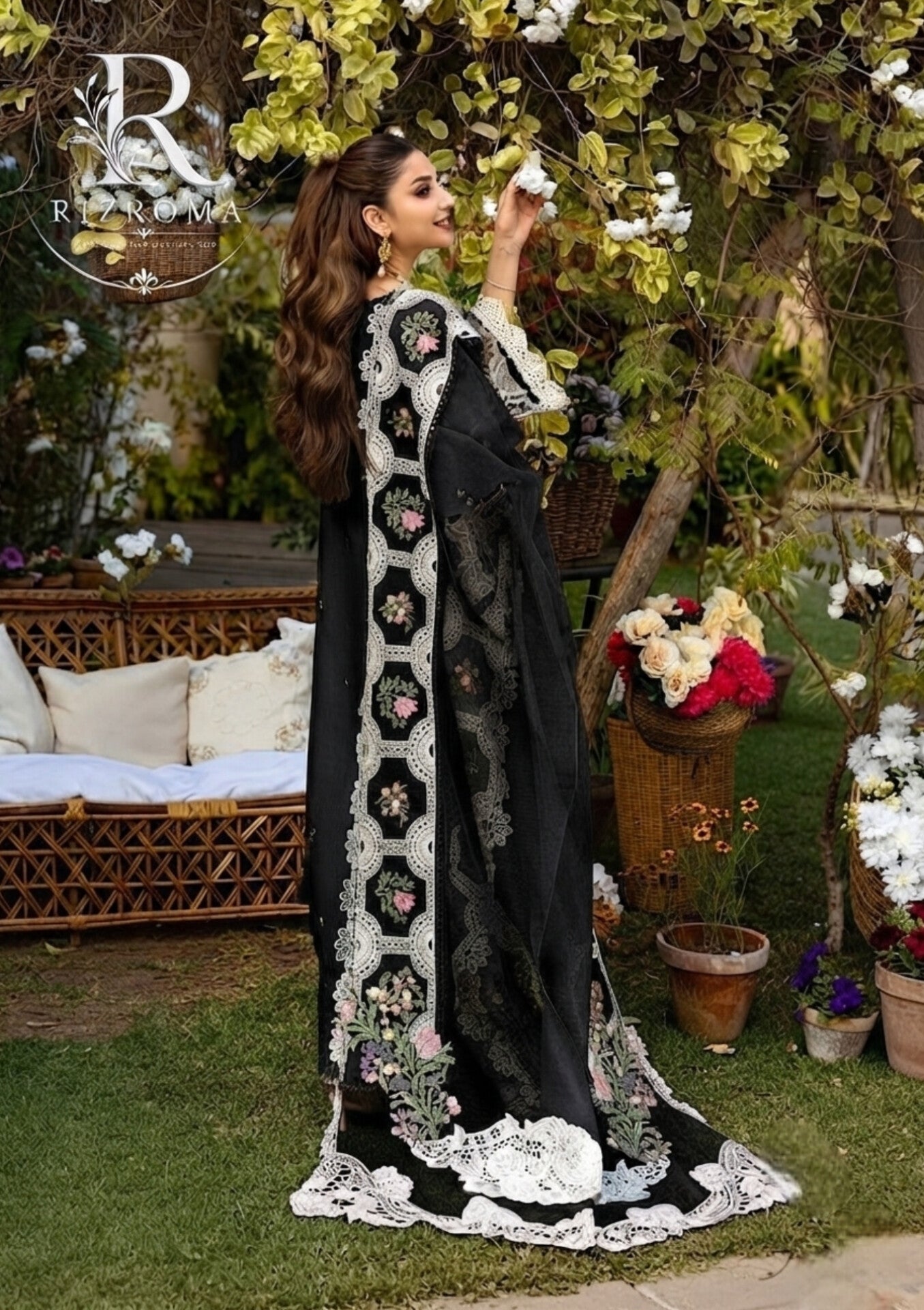ELAF Chikankari Lawn 3PC Suit Heavy Embroidered with Khaddi Net Dupatta