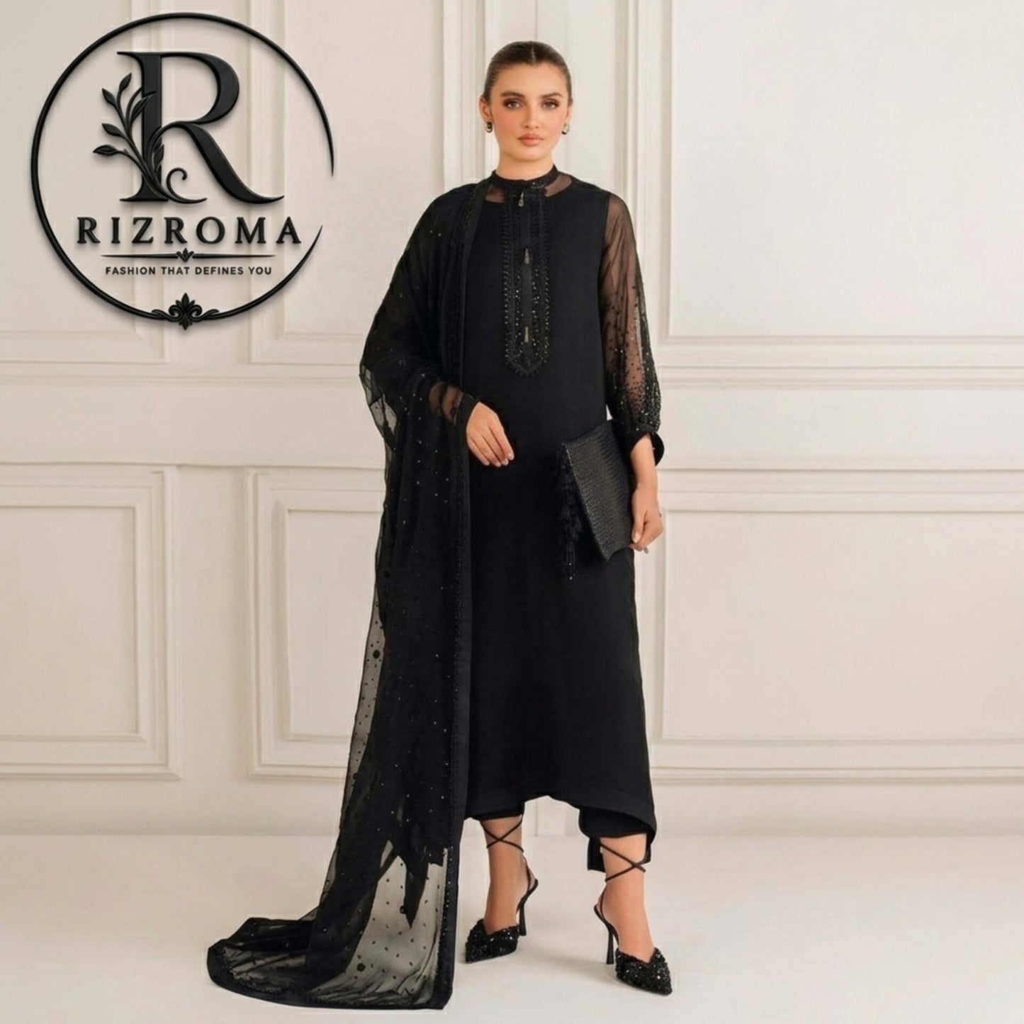 Pure Chiffon with Malai trouser 3PC Suit Party Wear Pakistan