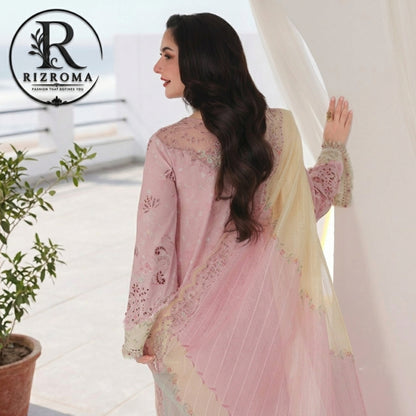 Light Pink Cotton 3PC Suit Festive Wear Pakistan