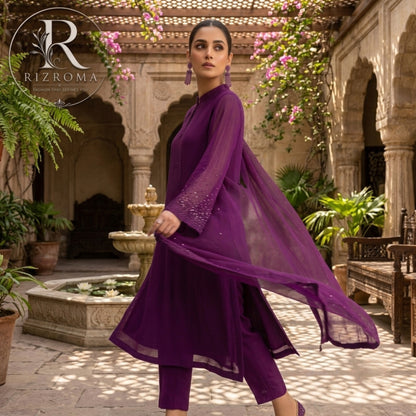 Pure Chiffon with Malai trouser 3PC Suit Party Wear Pakistan