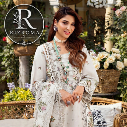 ELAF Chikankari Lawn 3PC Suit Heavy Embroidered with Khaddi Net Dupatta