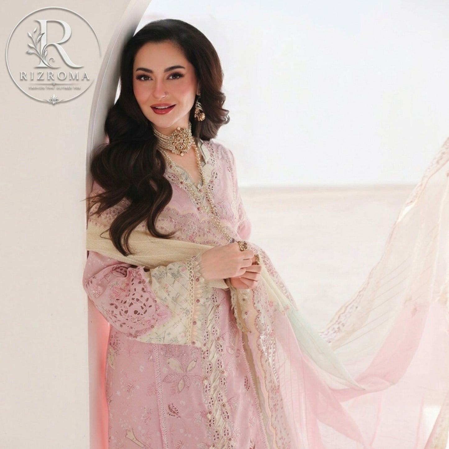 Light Pink Cotton 3PC Suit Festive Wear Pakistan