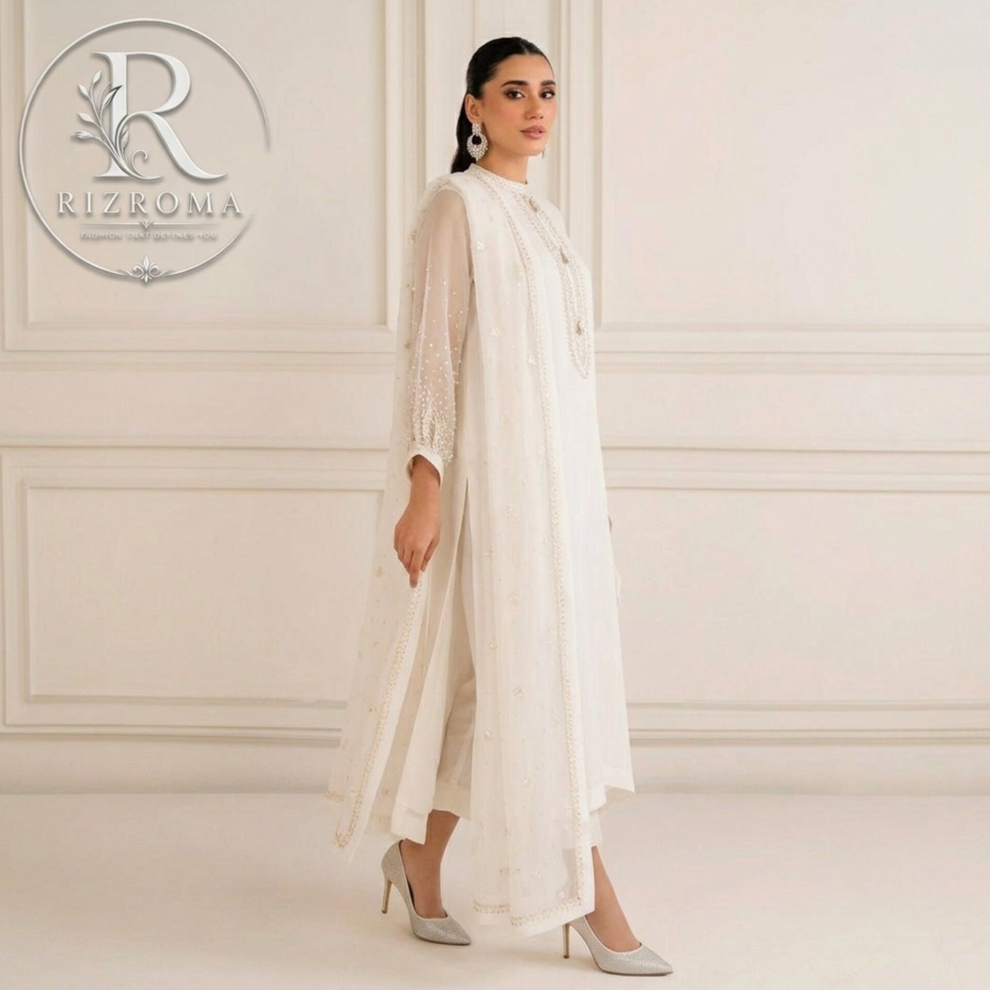 Pure Chiffon with Malai trouser 3PC Suit Party Wear Pakistan