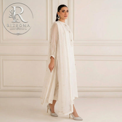 Pure Chiffon with Malai trouser 3PC Suit Party Wear Pakistan