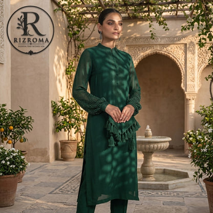 Pure Chiffon with Malai trouser 3PC Suit Party Wear Pakistan