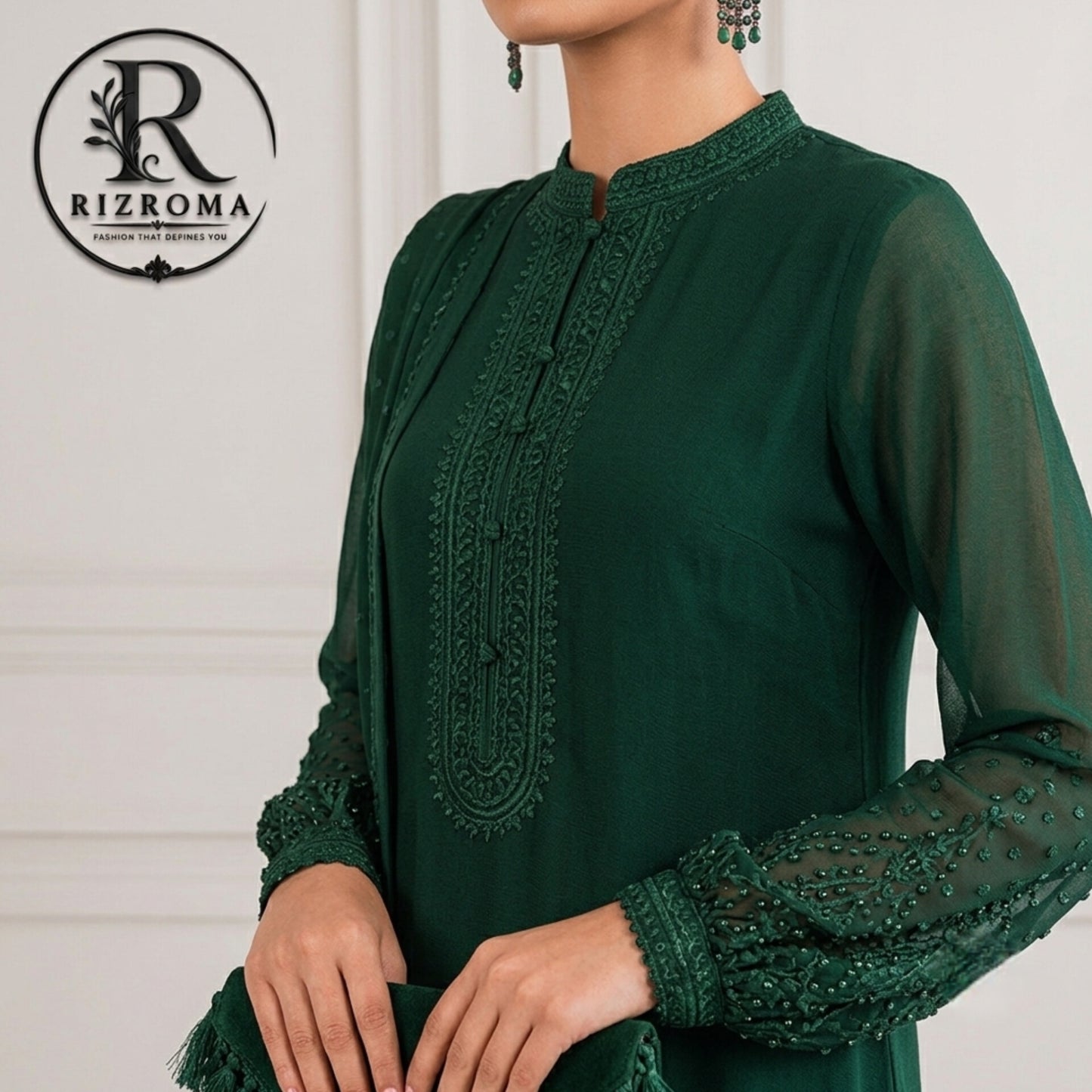 Pure Chiffon with Malai trouser 3PC Suit Party Wear Pakistan