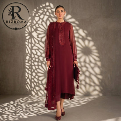 Pure Chiffon with Malai trouser 3PC Suit Party Wear Pakistan