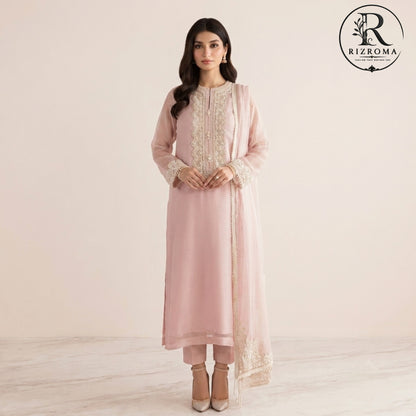 Luxury Chiffon Embroidered 3PC Suit Party Wear Dress Pakistan
