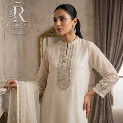 Pure Chiffon with Malai trouser 3PC Suit Party Wear Pakistan