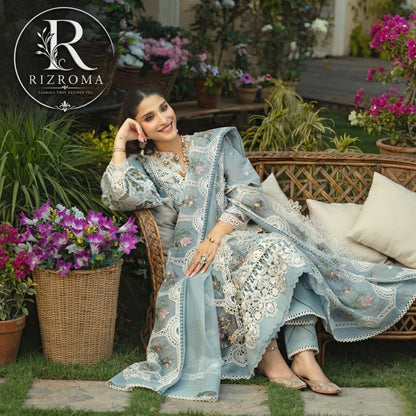 ELAF Chikankari Lawn 3PC Suit Heavy Embroidered with Khaddi Net Dupatta