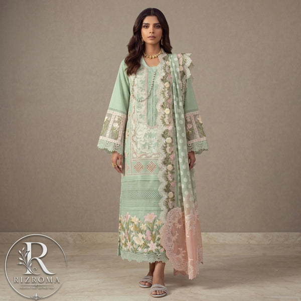 Luxury Chikankari Lawn 3PC Suit with Jacquard Dupatta – Heavy Embroidered Party Wear Pakistan
