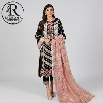 Luxury Eid Lawn Embroidered 3PC Suit with Organza Dupatta Premium Collection