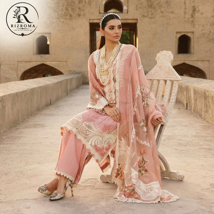 Luxury Eid Lawn Embroidered 3PC Suit with Organza Dupatta