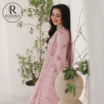 Light Pink Cotton 3PC Suit Festive Wear Pakistan