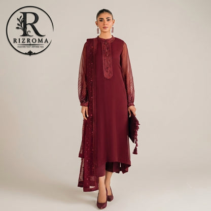 Pure Chiffon with Malai trouser 3PC Suit Party Wear Pakistan