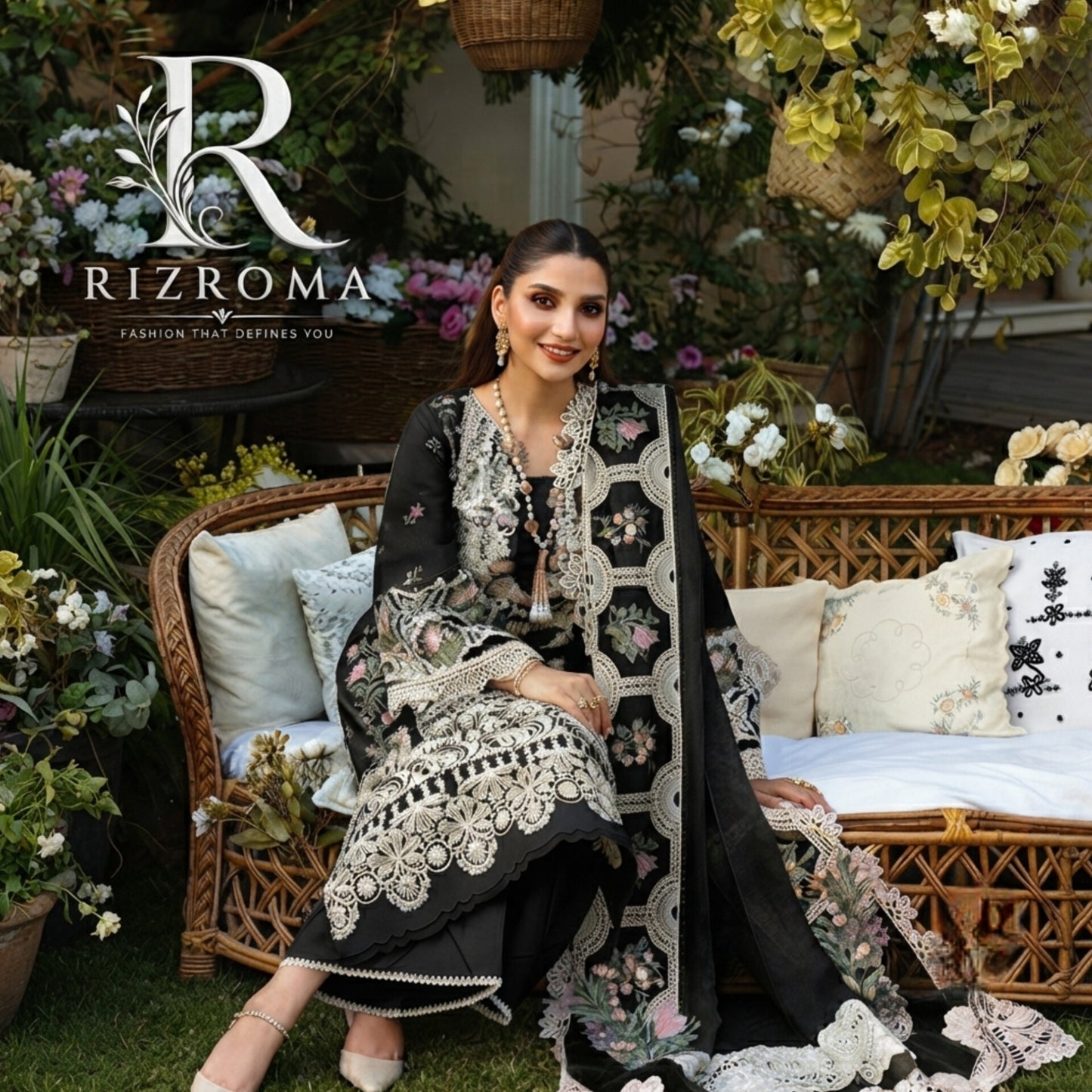 ELAF Chikankari Lawn 3PC Suit Heavy Embroidered with Khaddi Net Dupatta