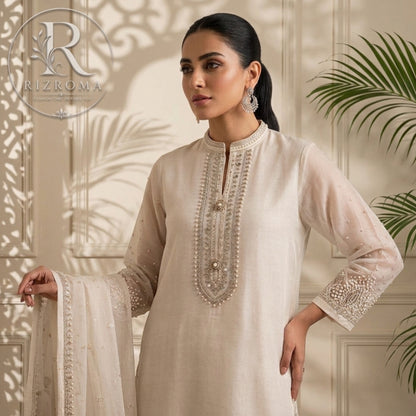 Pure Chiffon with Malai trouser 3PC Suit Party Wear Pakistan