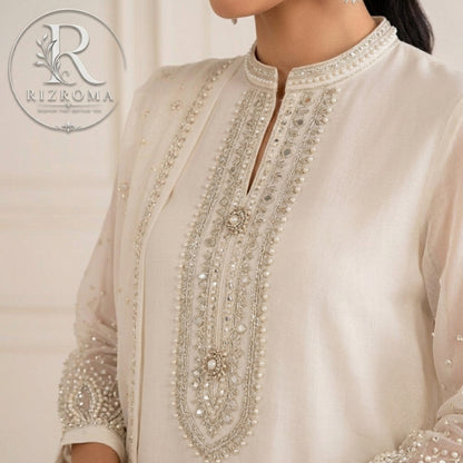 Pure Chiffon with Malai trouser 3PC Suit Party Wear Pakistan