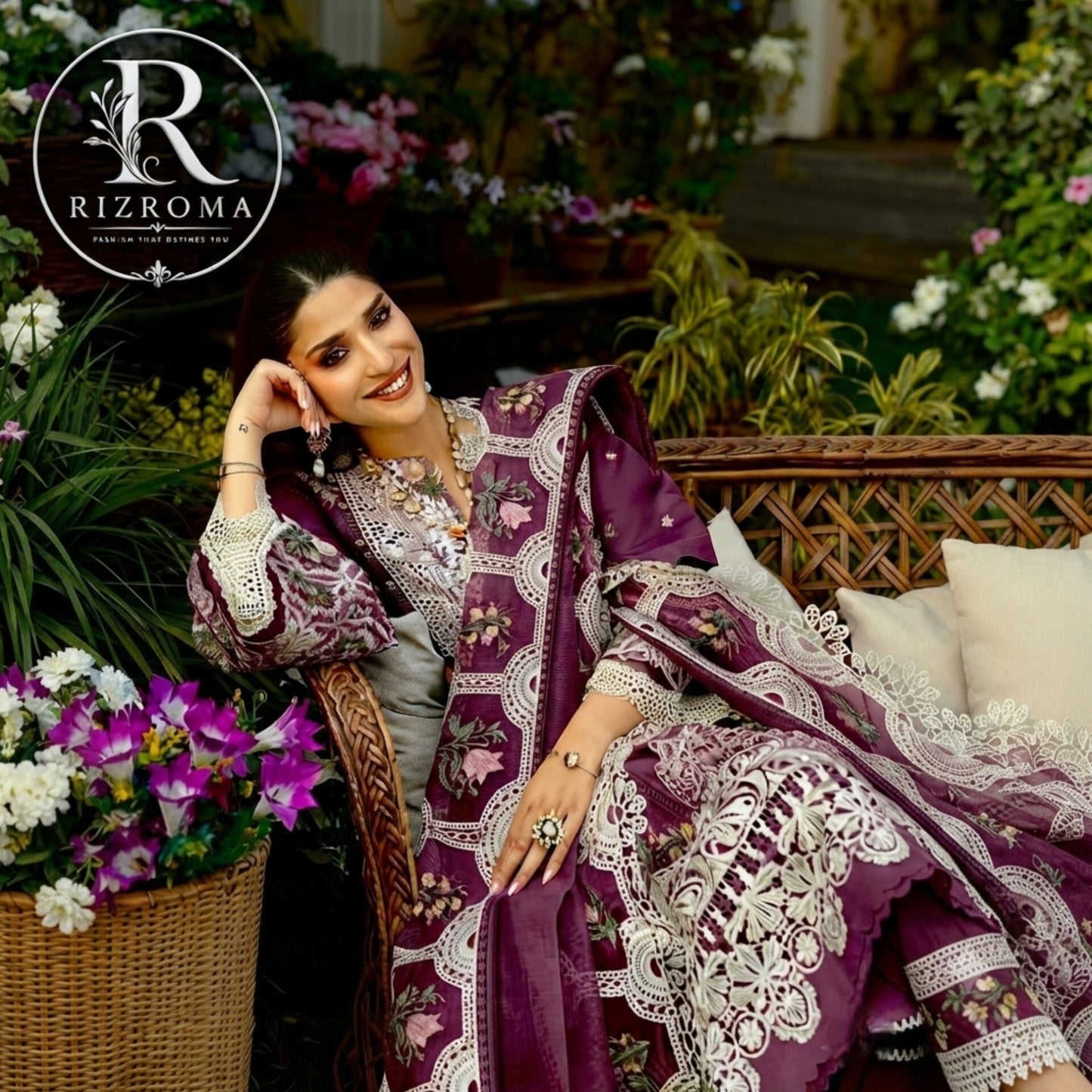 ELAF Chikankari Lawn 3PC Suit Heavy Embroidered with Khaddi Net Dupatta
