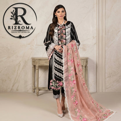 Luxury Eid Lawn Embroidered 3PC Suit with Organza Dupatta Premium Collection