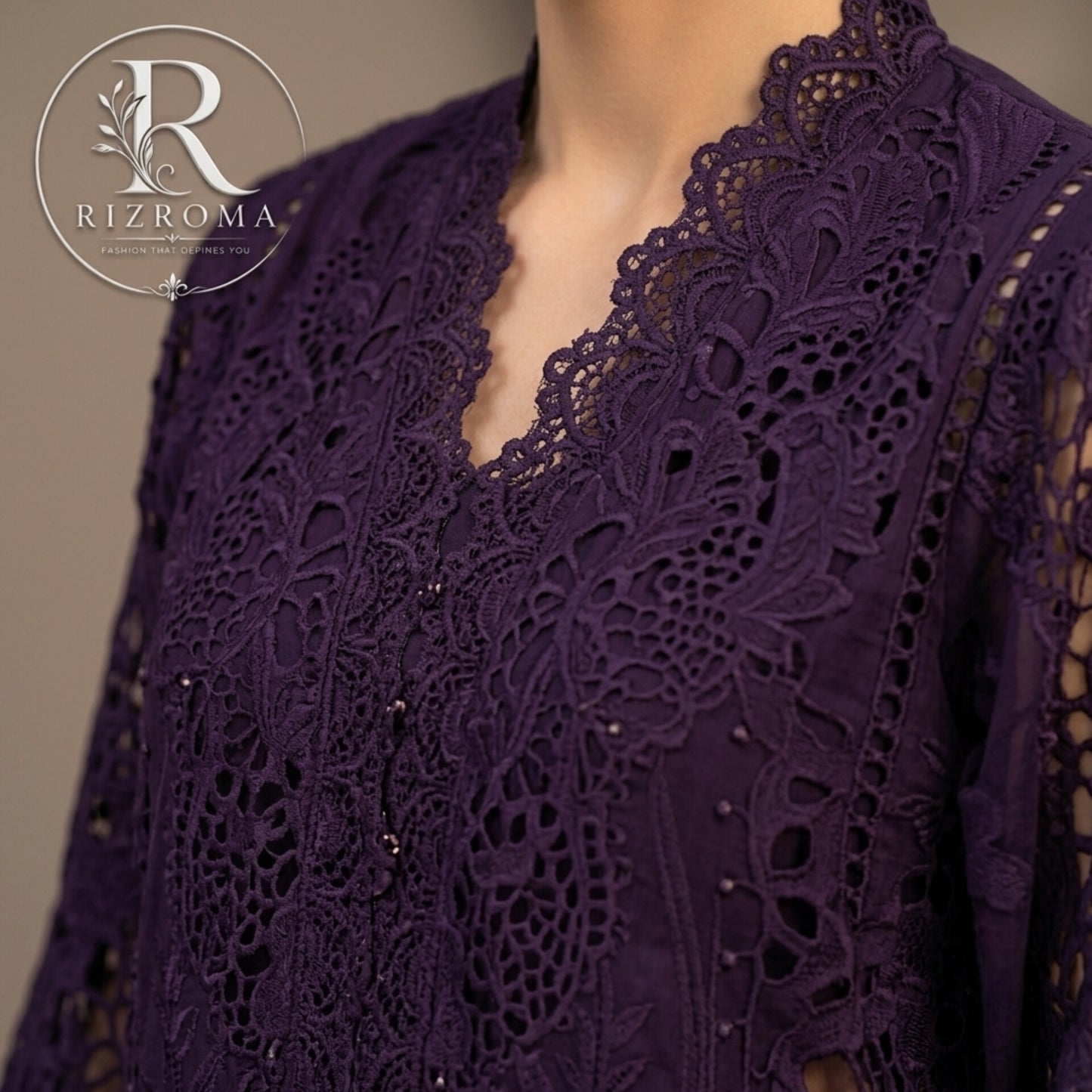 Premium Cotton Embroidered 3PC Suit with Organza Dupatta & 3D Floral Work