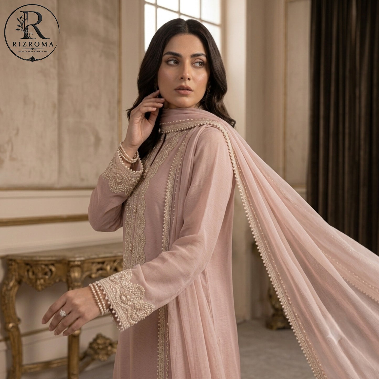 Luxury Chiffon Embroidered 3PC Suit Party Wear Dress Pakistan